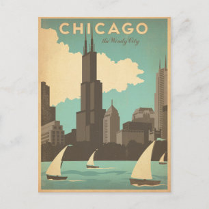 Save the Date   Chicago, IL - Windy City Announcement Postcard