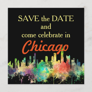 SAVE THE DATE CHICAGO, ILLINOIS SKYLINE SP -