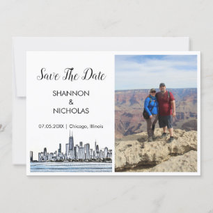 Save The Date Chicago Skyline Fiançailles Photo Enregistrer La D