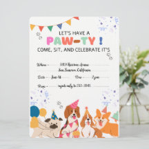 Chien chiot Anniversaire Fête Chiot Paw-ty Invitat