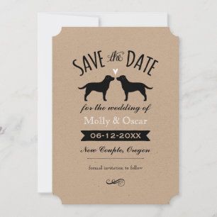 Save The Date Chiens d'arrêt de Labrador noirs épousant des