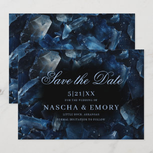 Save The Date Chiffres de sorcière bleu foncé Boho Mariage noir