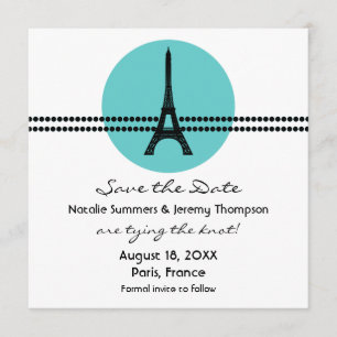 Save The Date Chiffres parisiens sauvez la date Invitation, Aqua