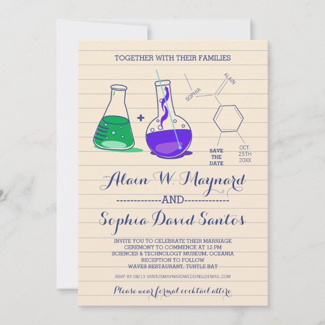 Save The Date Chimie violette et verte : Mariage photo (Devant)