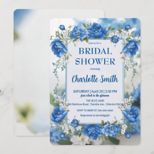 Save The Date Chinoiserie d'antiquité de couleur bleue et blanch