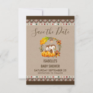 Save The Date Chipmunk et Citrouille tombent rustique STD