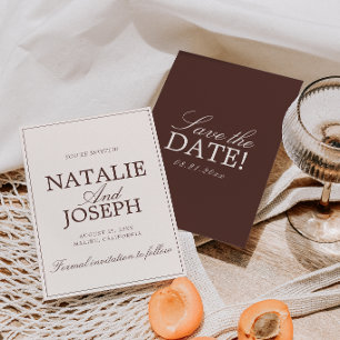 Save The Date Chocolat Marron Crème Vieille Fortune Luxe Mariage