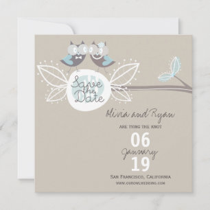 Save The Date Chouette mariage Sur Branche Photo Enregistrer La