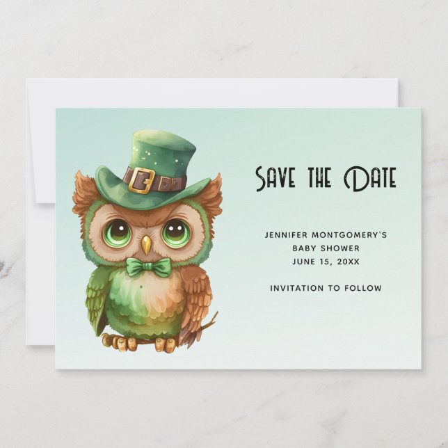 Save The Date Chouette mignonne dans un Baby shower de chapeau v (Devant)