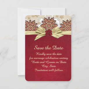 Save The Date Christmas Joy Gold Ribbon Enregistrer la date