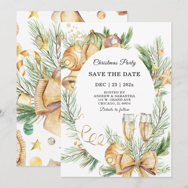 Save The Date Christmas Party Invitation (Front/Back)