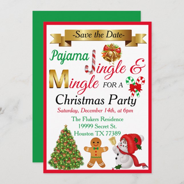 Save the Date Christmas Party Invite (Front/Back)