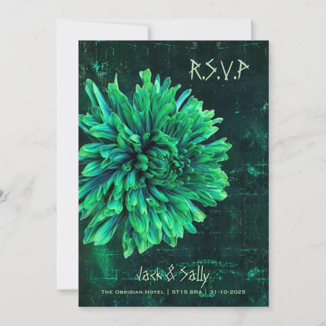 Save The Date Chrysanthème noir et vert (Devant)