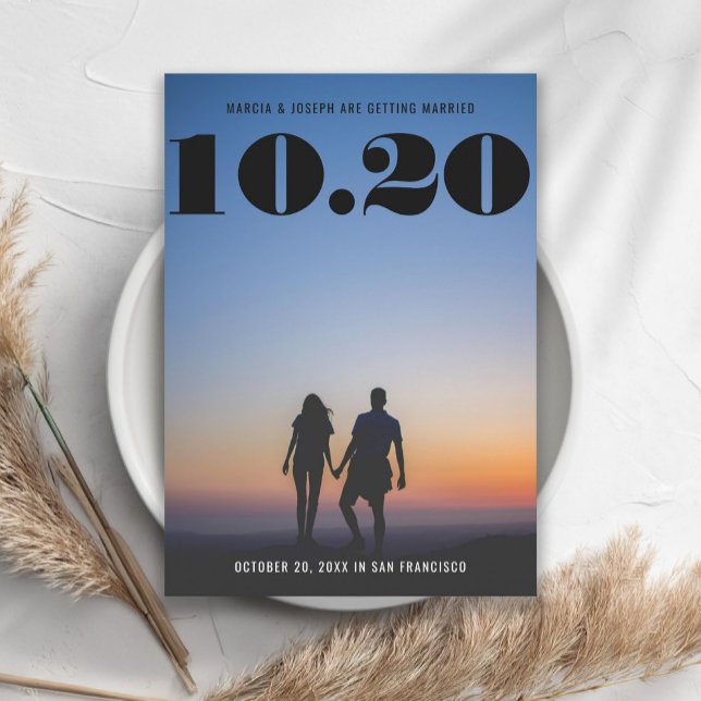 Save The Date Chunky Bold Serif Mariage Date Photo (Créateur téléchargé)