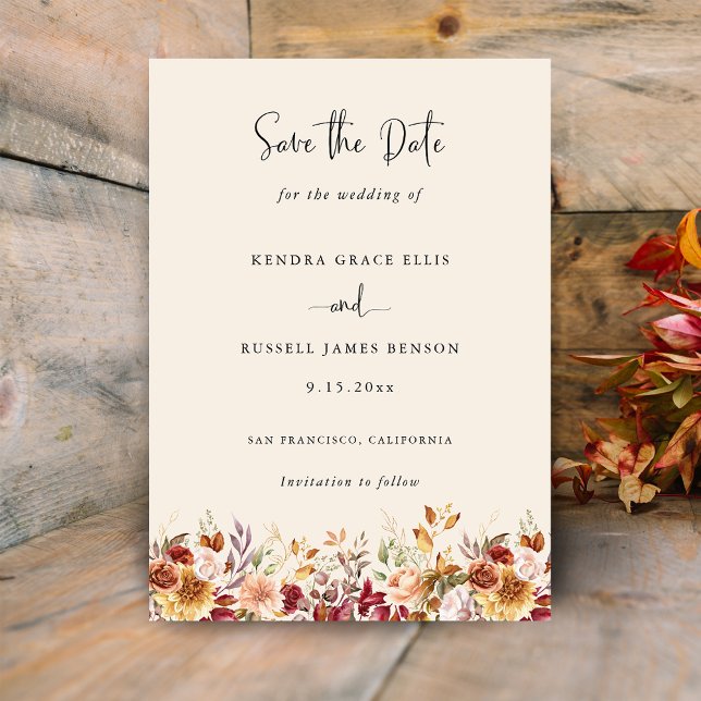 Save The Date Chute dorée Terracotta Floral (Créateur téléchargé)