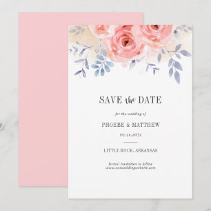Save The Date Chute Rose Roses Aquarelle Floral Lilac Folithe