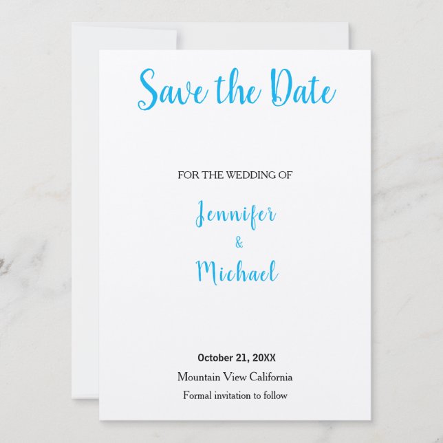 Save The Date Ciel bleu classique mariage (Devant)