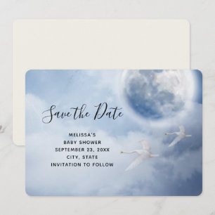 Save The Date Ciel bleu magique avec cygnes volants