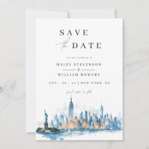 Save The Date Ciel de New York aquarelle USA Photo mariage