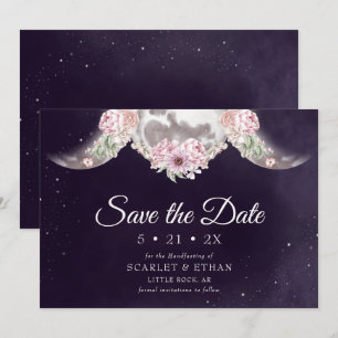 Save The Date Ciel de nuit violet Floral Triple Moon Handfasting