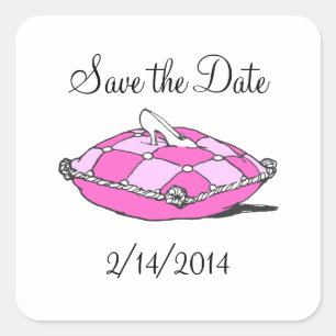 Save the Date Cinderella Princess Pink Sticker