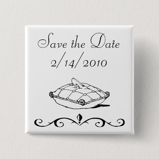 Save the Date Cinderella Slipper Fairytale Art 2 Inch Square Button (Front)