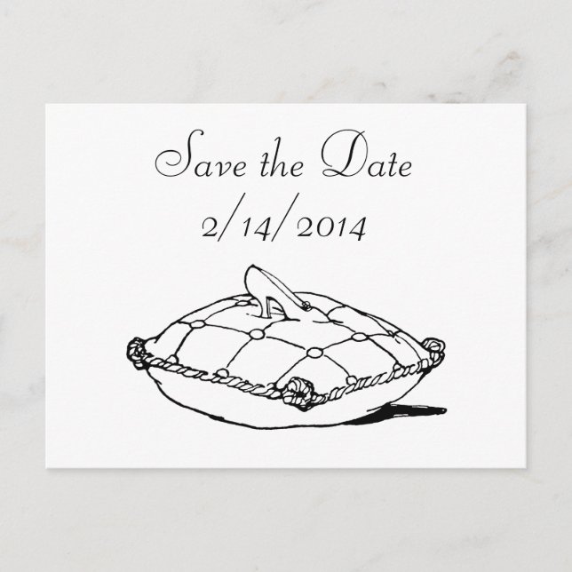 Save the Date Cinderella Slipper Fairytale Art Announcement Postcard (Front)