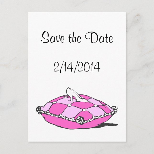 Save the Date Cinderella Slipper Fairytale Art Announcement Postcard (Front)