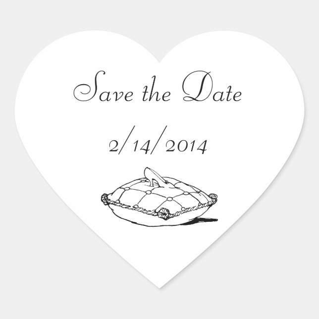 Save the Date Cinderella Slipper Heart Stickers (Front)