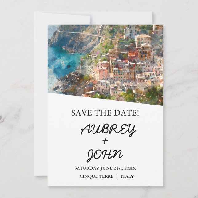 Save The Date Cinque Terre Italie Enregistrer la date Mariage (Devant)