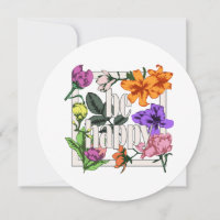 Citation positive Be Happy and garden flowers