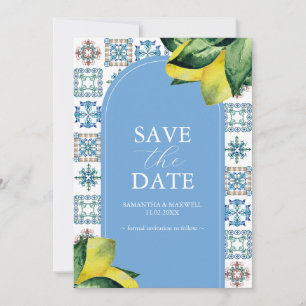 Save The Date Citron bleu et jaune Amalfi Annonces Mariages