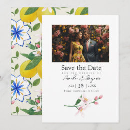 Save The Date Citron italien Mariage botanique Photo QR Code