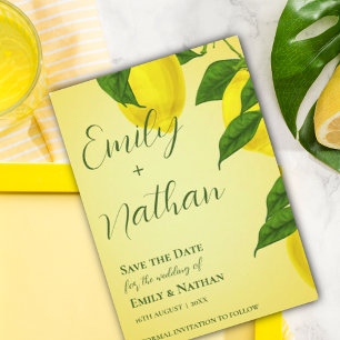 Save The Date Citron mignonne Jaune brillant Beau Mariage Citrus