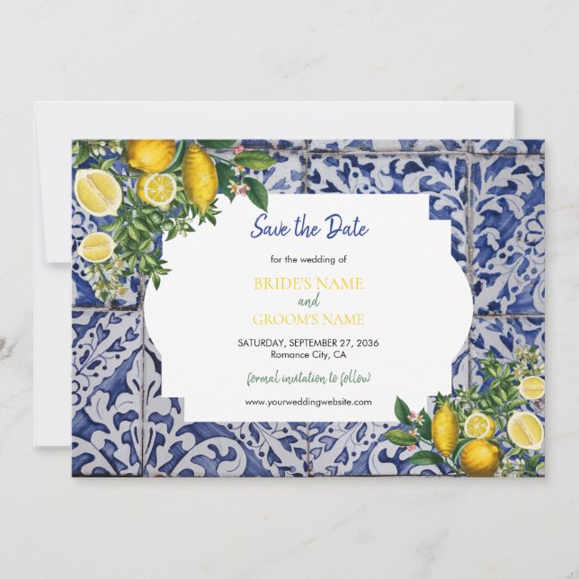 Save The Date Citrons méditerranéens Portugais Mariage (Devant)