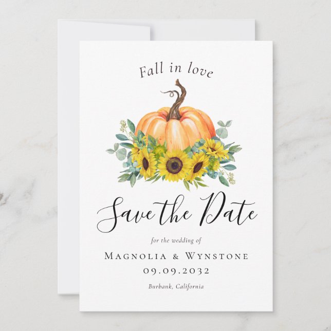 Save The Date Citrouille Automne  Automne Mariage (Devant)