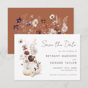 Save The Date Citrouille  Fleur sauvage Boho Automne Mariage