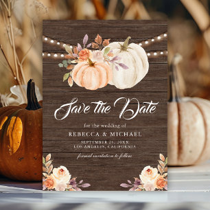 Save The Date Citrouille Floral Terme de automne Mariage de bois