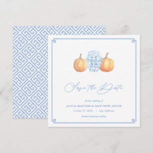 Save The Date Citrouille intelligente Chinoiserie Bleu Et Blanc 
