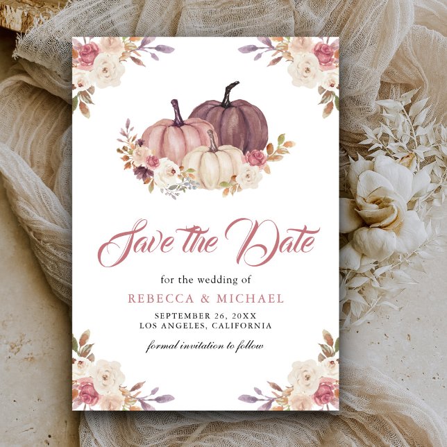 Save The Date Citrouille rose pâle Rose  Mariage (Créateur téléchargé)