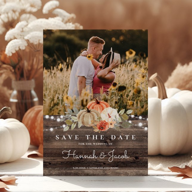Save The Date Citrouille rustique Automne Grange Mariage bois (Créateur téléchargé)