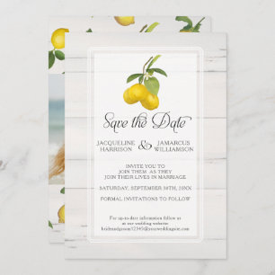 Save The Date Citrus citron floral gris jaune feuillage photo