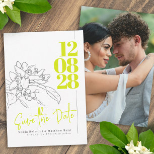 Save The Date Citrus floraison de chaux photo mariage enregistre