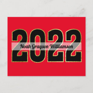 Save The Date Class of 2022 Red Budget Graduation Postcard