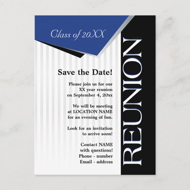 Save the Date Class reunion Announcement Postcard (Front)