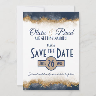 Save The Date Classe Bleu et Or Marine