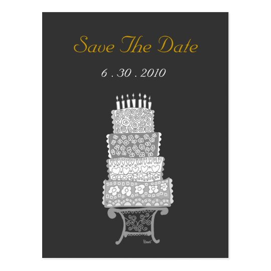 Save The Date Classic Black Wedding Cake Postcard