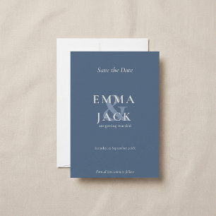 Save The Date Classic Blue Elegant Serif Font ampersand moderne