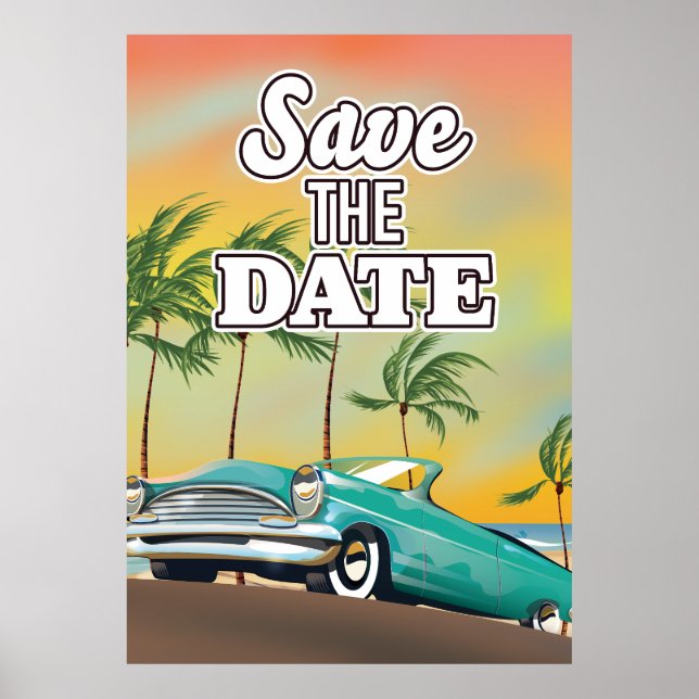 Save the Date Classic car Poster (Front)
