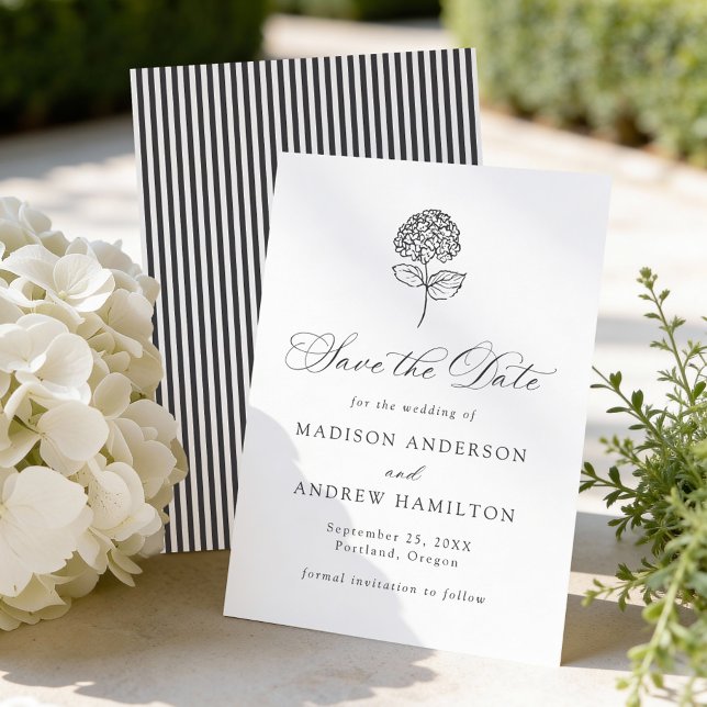 Save The Date Classic Charcoal Hydrangea Wedding (Créateur téléchargé)